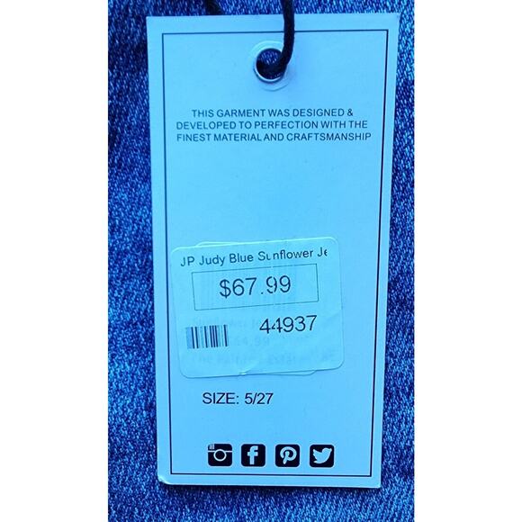 Judy Blue NWT Sunflower Embroidered Relaxed Fit Jeans size 5/27 Style #88257 NEW - Picture 10 of 10